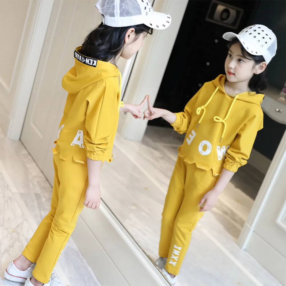 

Kids Tracksuit For Girls Age 6-14 Kids Hoodies+Pants Girls Sport Suit spring Girls Clothes 120-160cm