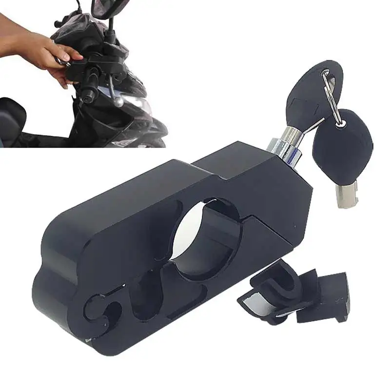 Black Aluminum CNC Motorcycle Handle Throttle Grip Security Black Lock Motorcross Motorbike Handlebar Handset Lever Lock