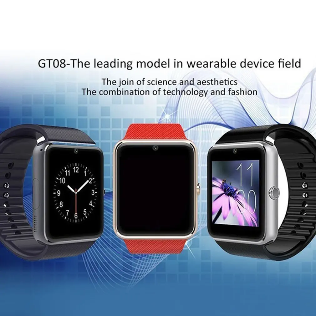 Сон и храп GT08 унисекс Смарт часы с камера Функция спортивный браслет Bluetooth мужские и женские наручные Рождественский подарок