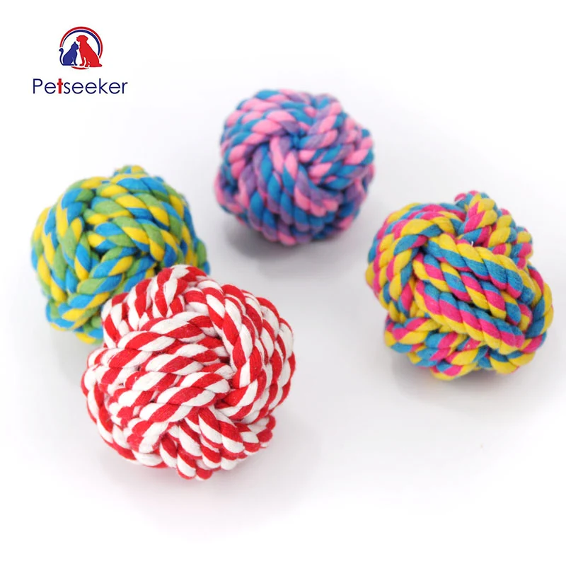 Buy Colorful Cotton Rope Ball Dog Toy Weaving Durable