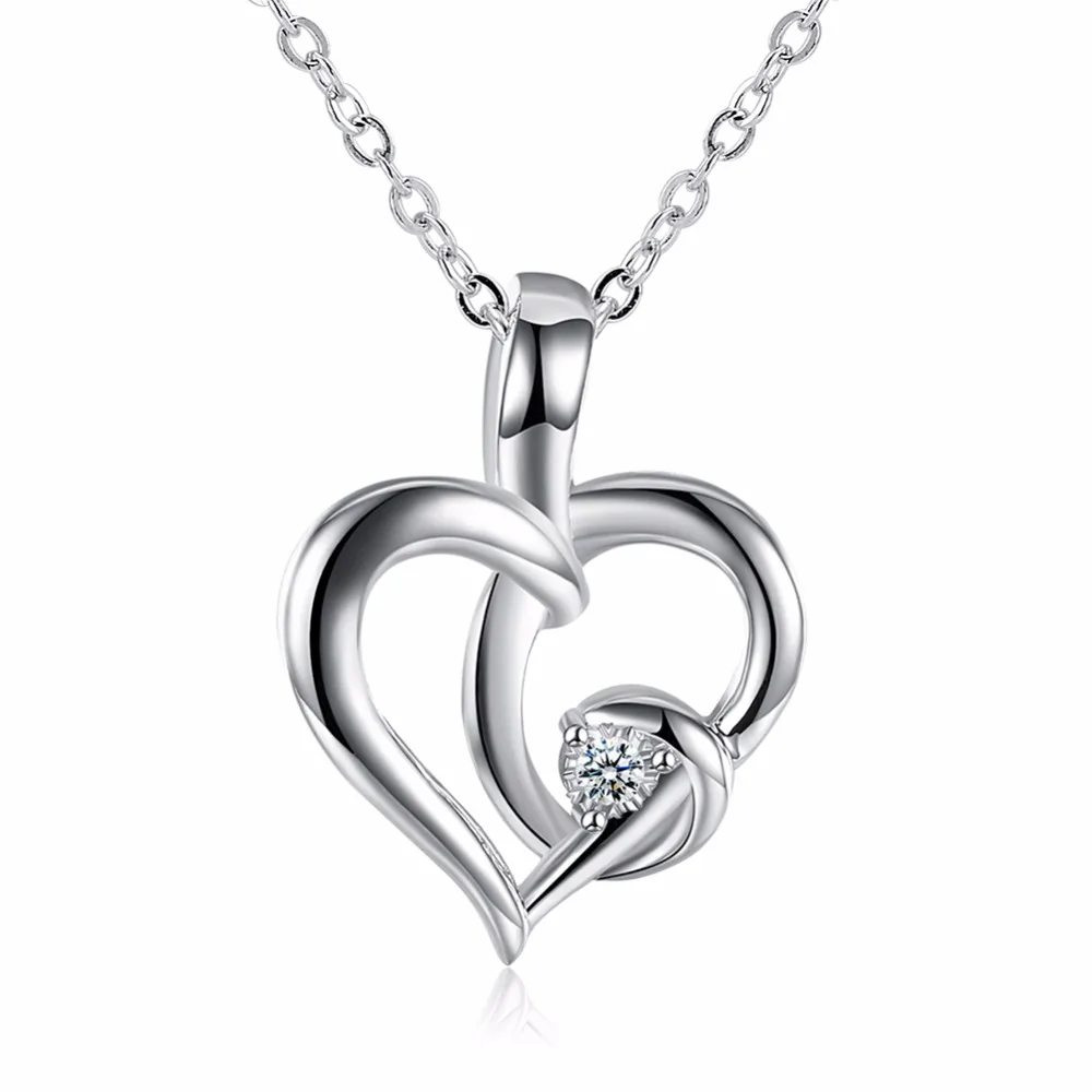 Heart Shape Fashion Party Necklace With Chain Round Cubic Zirconia ...