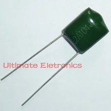 10 шт. лавсановой пленки конденсатор с алюминиевой крышкой, 100V 2A104J 0,1 мкФ 100nF 2A104 5% полиэстеровый пленочный конденсатор