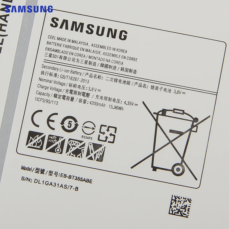 Оригинальная батарея samsung EB-BT355ABE для samsung GALAXY Tab A 8,0 T355C GALAXY Tab5 SM-T355 SM-T350 SM-P350 P355C SM-P355M T355