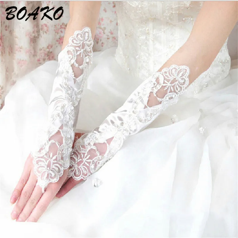2019 свадебные аксессуары короткие свадебные перчатки митенки для невесты для женщин бисерные Блестки Кружева подружек невесты перчатки 30