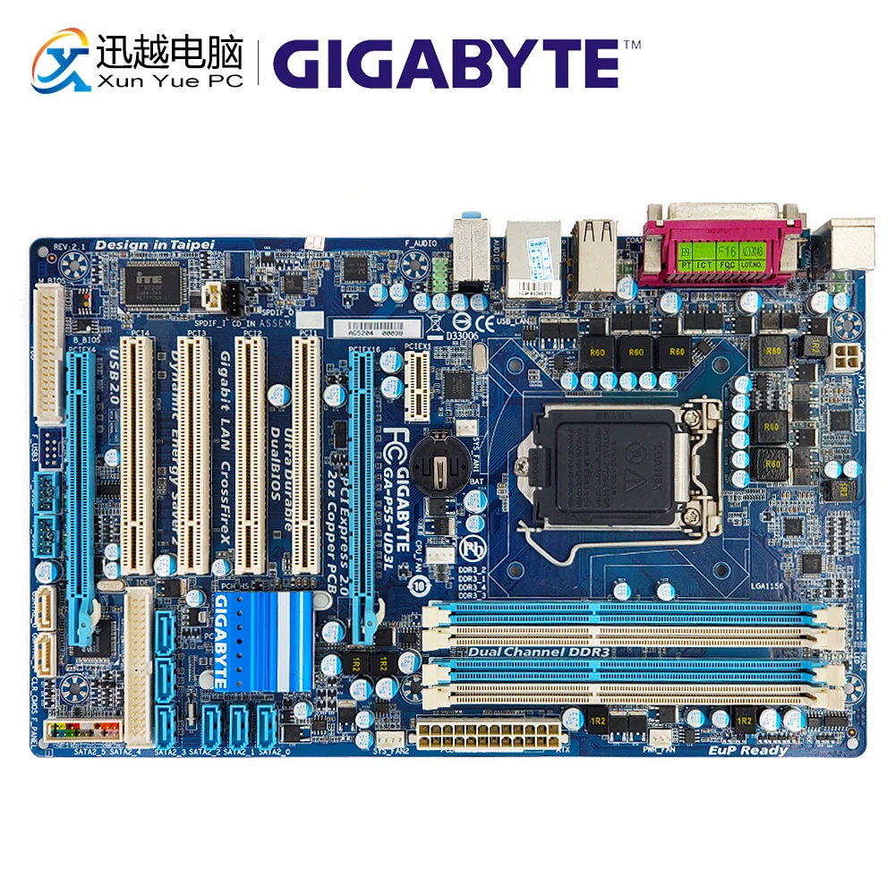 

Gigabyte GA-P55-UD3L Desktop Motherboard P55-UD3L H55 LGA 1156 i5 i7 DDR3 16G SATA2 USB2.0 ATX