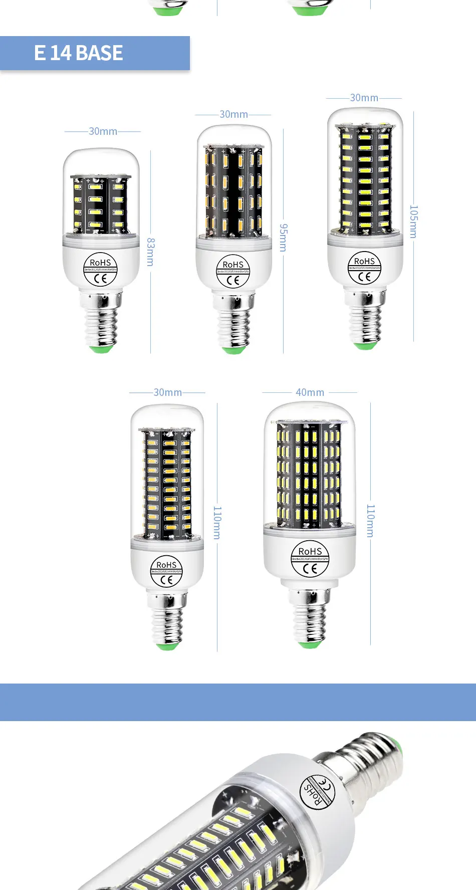 Более яркий кукурузы лампы 4014 E27 светодиодные лампы E14 Ампуле Led 220 V домашний светодиодный светильник лампы 38 55 78 88 140 светодиодная люстра