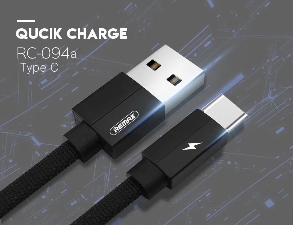 ريماكس USB نوع C كابل بيانات سريع شحن USB C مزين كابل نوع-c شاحن يمكنك نقل كابل ل Xiaomi Mi5 /سامسونج S8/OnePlus 2