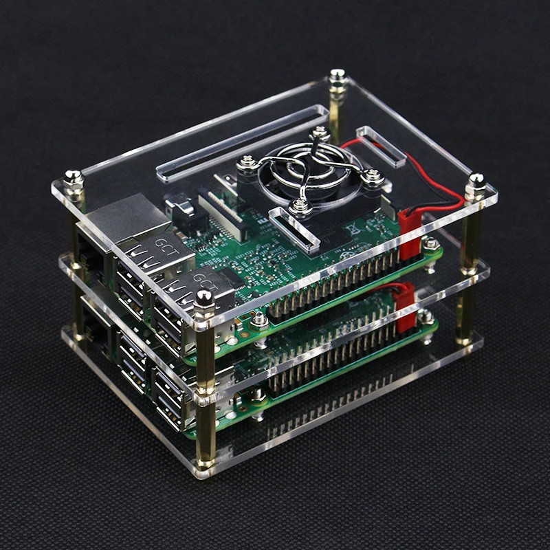 Для Raspberry Pi 3 Model B Plus акриловый чехол прозрачный корпус коробка с охлаждающим вентилятором для Raspberry Pi 4B 3B 2B