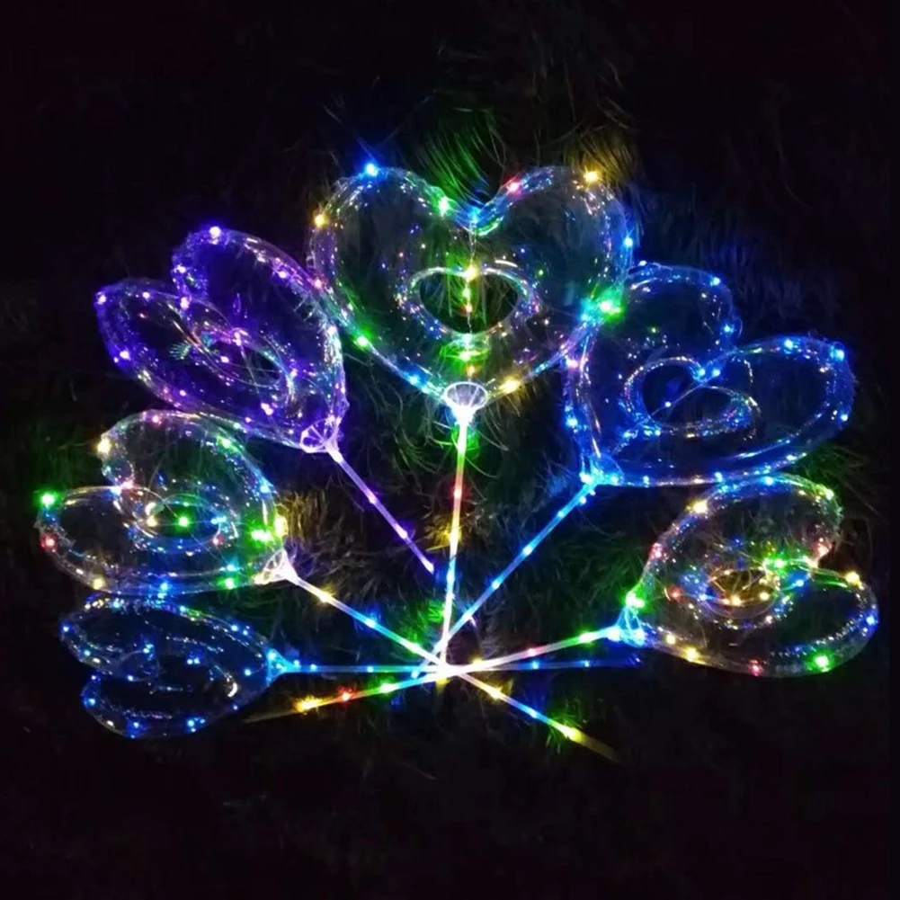 

Transparent Bobo Balloon Bubble Ball with Hollow-Out Heart-Shaped Bubble Balloon With LED Light Musical Handle decor