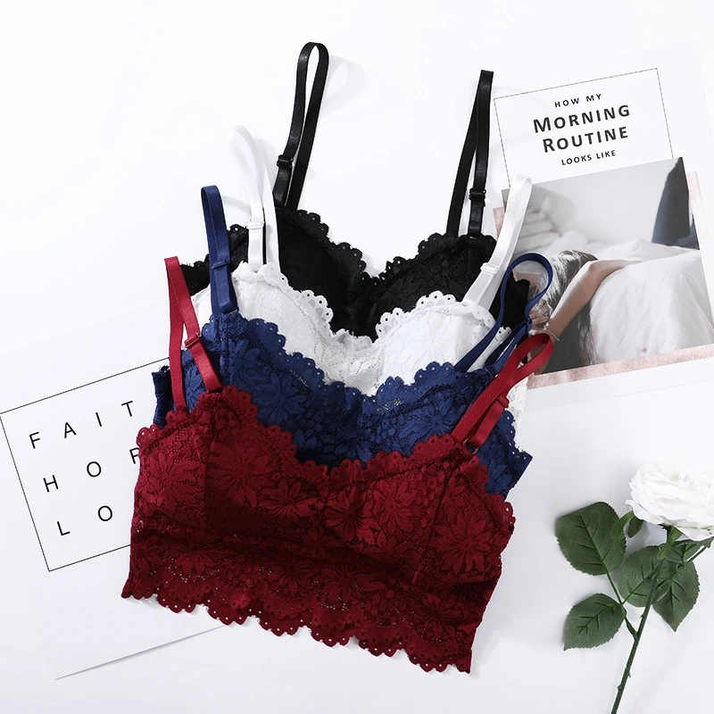 1PCS Sexy Tank Top Women Vest Lace Floral Harness Hollow Camisole Bra Blouses Crop Top Feminino Adjust Strap Tanktop (19)
