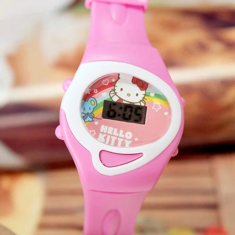 Модные силиконовые детские часы для отдыха с мультяшным рисунком KT cat женский светодиодный электронные часы для отдыха