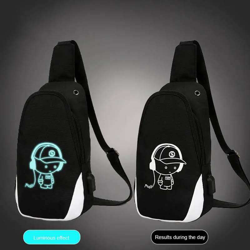 

2019 New Arrival Male Shoulder Bags USB Charging Crossbody Sling Bags Anti Theft Luminous Chest Men Quality Bags