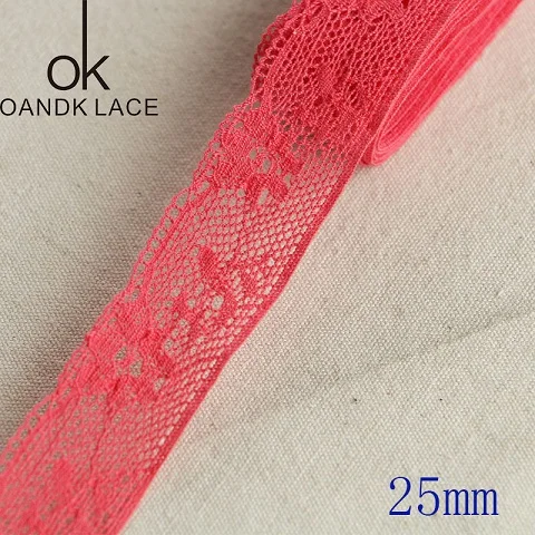 25MM 5yard 5 yard25MM хлопчатобумажная кружевная ткань для дома аксессуары для украшения одежды домашнего текстиля материалы DIY ручной дентеллероза и розовый - Цвет: 25MM 5yard
