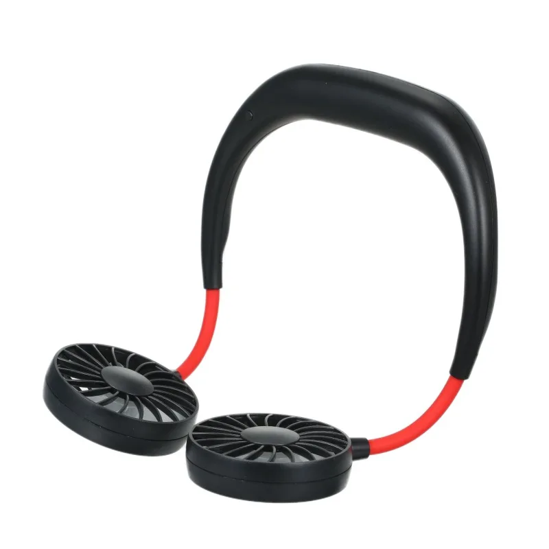 

USB Rechargeable Wearable Portable Hand Free Neckband Fan Personal Mini Neck Double Fans 3 Speed Adjustable Home Office Travel