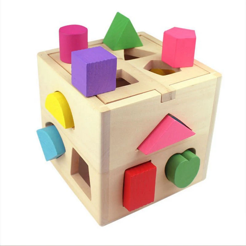 

Baby Kids educational toys Learning geometric patterns shape and colors toys Wood Toys Intelligence Box Wooden Building Blocks