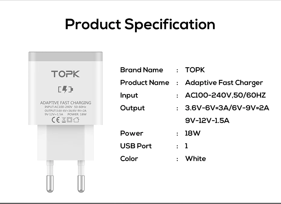 TOPK USB зарядное устройство Быстрая зарядка 3,0 Быстрая зарядка QC3.0 Мульти USB зарядное устройство для samsung S10 Plus Xiaomi дорожное настенное зарядное устройство для телефона EU