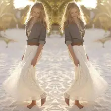 Сексуальная Женская однотонная кружевная натуральная Талия, юбка, повседневная юбка длиной до пола, элегантная юбка, 18MAY27