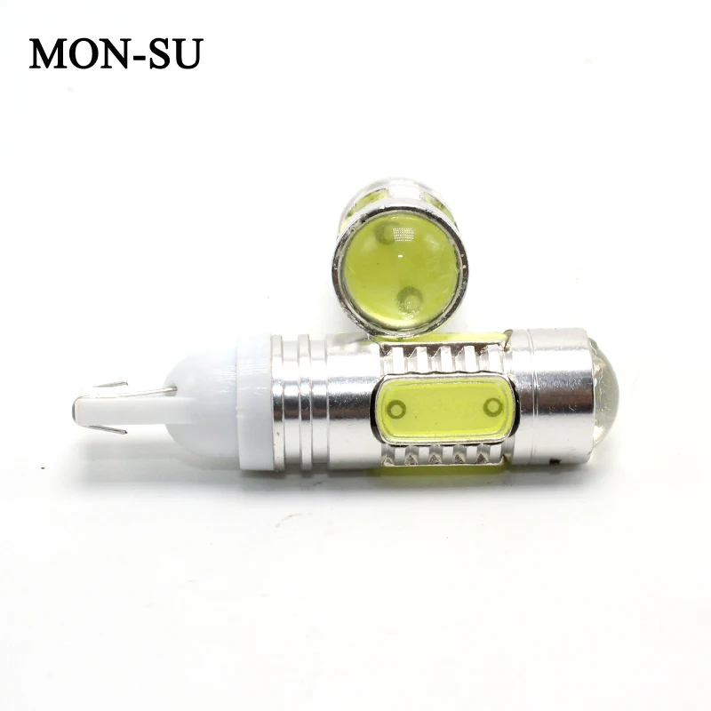 

MON-SU 2pcs Good Quality T10 W5W 194 7.5W High Power Car Turn Signal Light COB Chip Car LED Reverse Lamp Brake Bulb White
