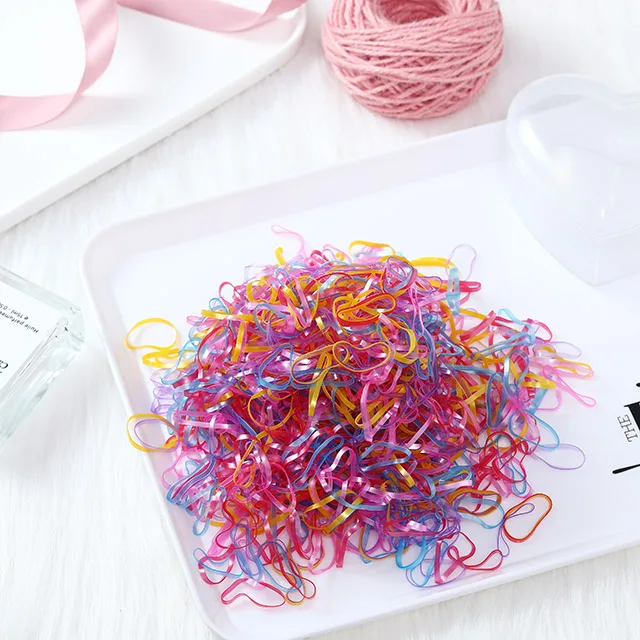Colour7 Big 1000PCS 2500 шт, коробка с сердечками для девочек, одноразовая эластичная Детская повязка для волос, конский хвост, резинка для волос, повязка для волос, аксессуары для волос - Цвет: Colour7 Big 1000PCS