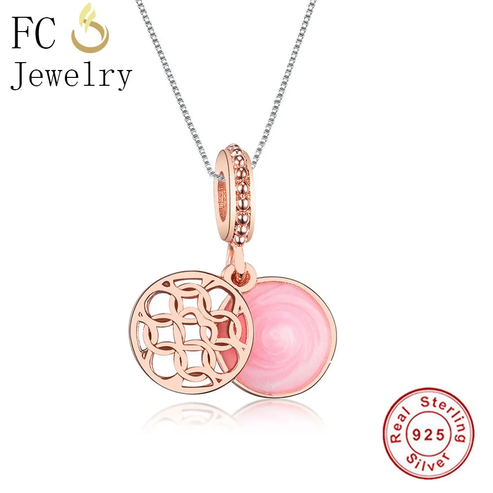 

FC Jewelry 925 Sterling Silver Rose Gold Family Tree Enamel Charm Pendant Necklaces For Women Chain Choker Trinket Fashion Gift