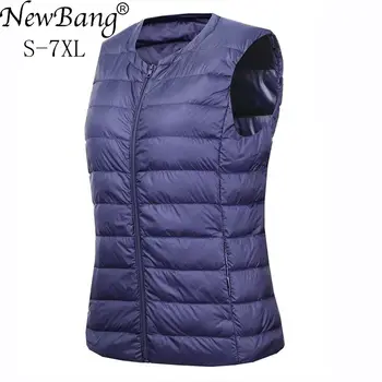 NewBang Brand 6XL 7XL Large Size Waistcoat Women's Warm Vest Ultra Light Down Vest Women Portable Sleeveless Winter Warm Liner 1