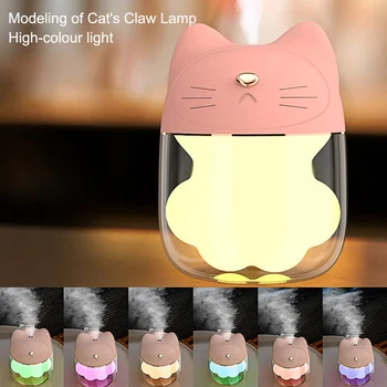 

3 In 1 USB Cat Air Humidifier Mini Humidifier Essential Oil Diffuser Purifier Atomizer with LED Light Adorable Fan for Home car