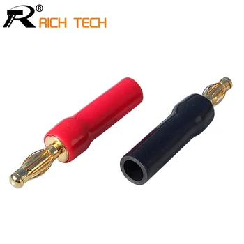 

4pcs 4mm Banana plugs Gold plated speaker connector adapter audio wire connector 2pairs black&red in silicon tube