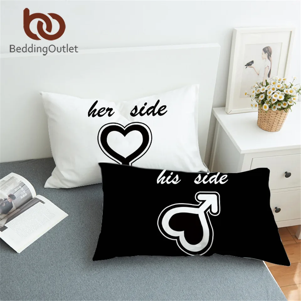 BeddingOutlet His and Her Side Pillow Cases Couple Pillowcases Back and
