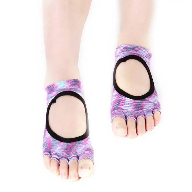 Женские носки для танцев, короткие носки для пилатеса с открытым носком, нескользящие носки для пилатеса, пять пальцев, Yogilates Meias, носки для фитнеса - Цвет: 3