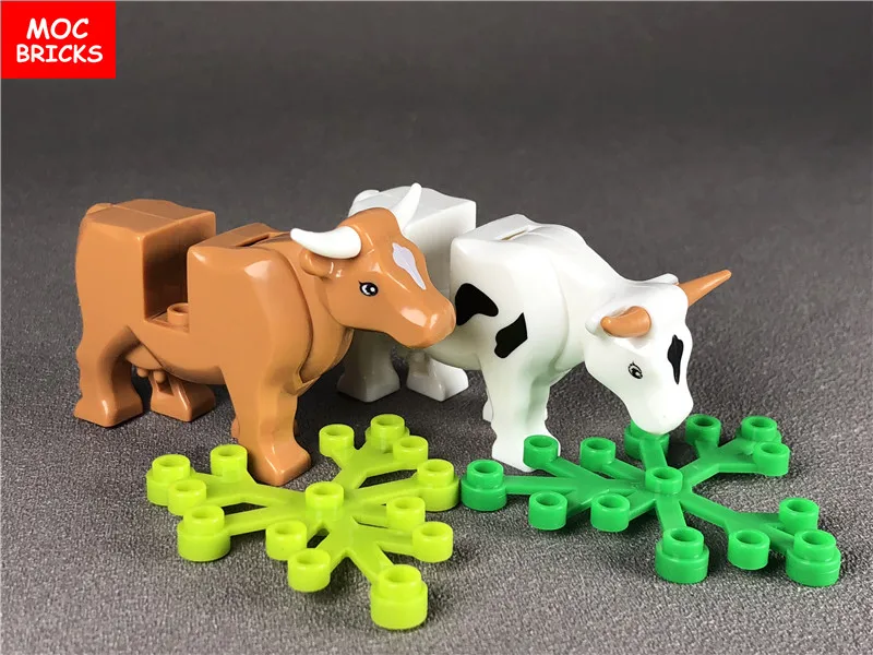 

2pcs/lot MOC Bricks NEW Animal Milk Cow Cattle Farm Educational DIY Building Blocks Figure Toys for children Dolls Xmas Gifts