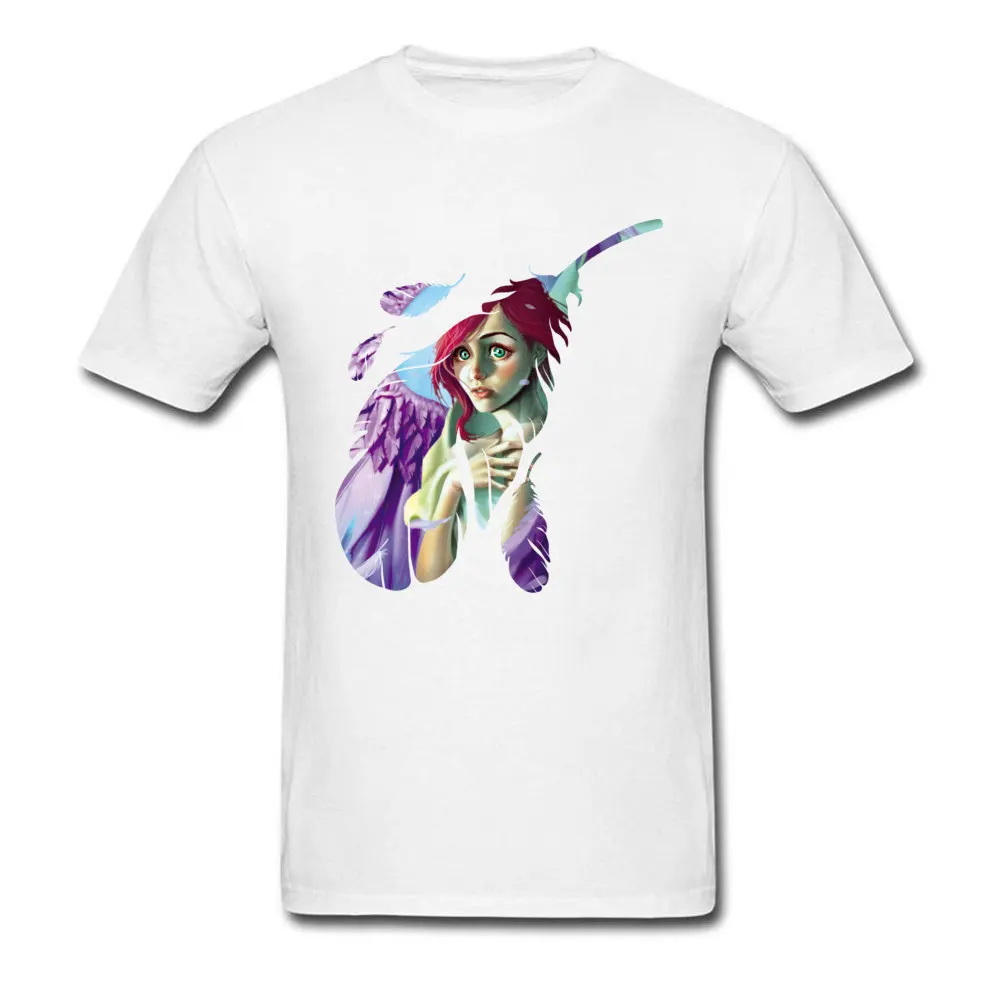 Angel Top T-shirts for Men Normal NEW YEAR DAY Tops & Tees Short Sleeve Coupons Casual T Shirt Crew Neck Pure Cotton Angel white
