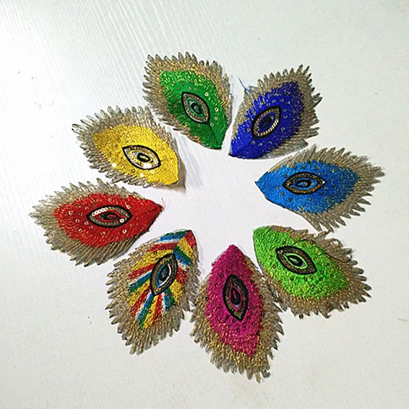 

1pc Shining Embroidery sequins Peacock feathers patch for stage clothing accessories decorative cloth DIY accessories