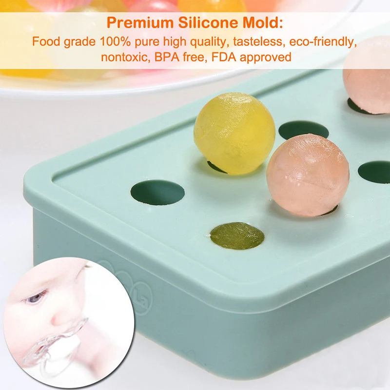 Small Silicone Sphere Ice Ball Mold Round Cube Tray Drink Whiskey Cocktails Chocolate Color Random