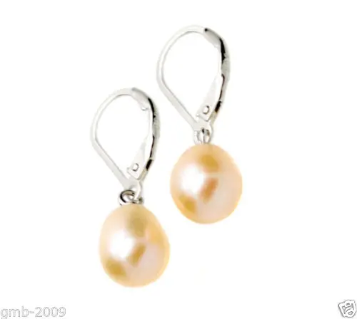 

FREE SHIPPING>>> Hot sale new Style >>>>7-8mm Natural Pink Freshwater Pearl Sterling Silver Leverback Earrings AAA