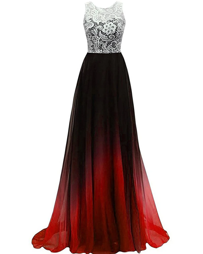 

ANGELSBRIDEP Elegant Long Prom Dress 2018 New Scoop A Line Long Vintage Party Prom Dresses With Lace Bodice