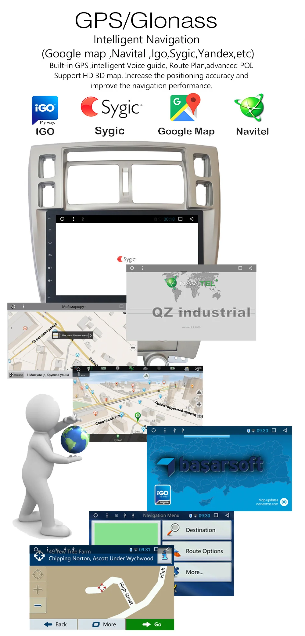 Discount QZ industrial HD 10.2" Android 8.1 T3 for Hyundai Tucson MT 2004-2009 Car DVD player with Radio Navi GPS 3G 4G WIFI RDS BT Map 13