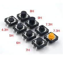 12x12x4.3/5/6/7.3-9mm 12*12*4.3mm 5mm 6mm 7mm 12x12x12mm painel pcb tact tátil momentâneo mini interruptor de botão de pressão mm 8mm 9mm