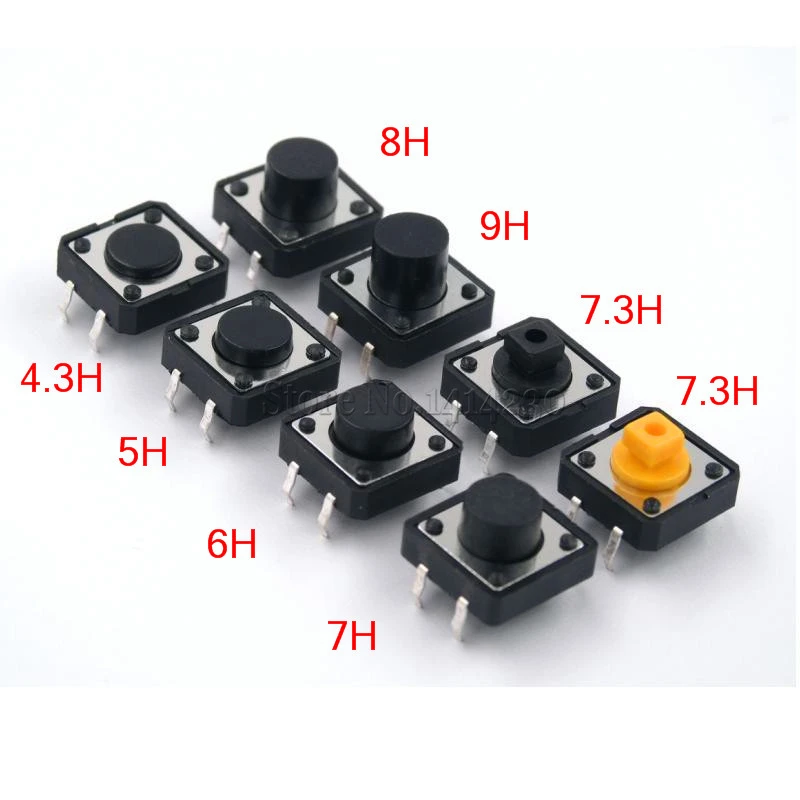 12x12mm Panel Pcb Momentary Tactile Tact Mini Push Button Switch Dip