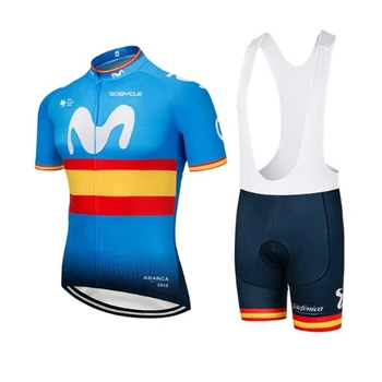 

2018 Team SPAIN M cycling jersey 9D gel pad bike shorts set MTB SOBYCLE Ropa Ciclismo sobycle mens summer bicycling