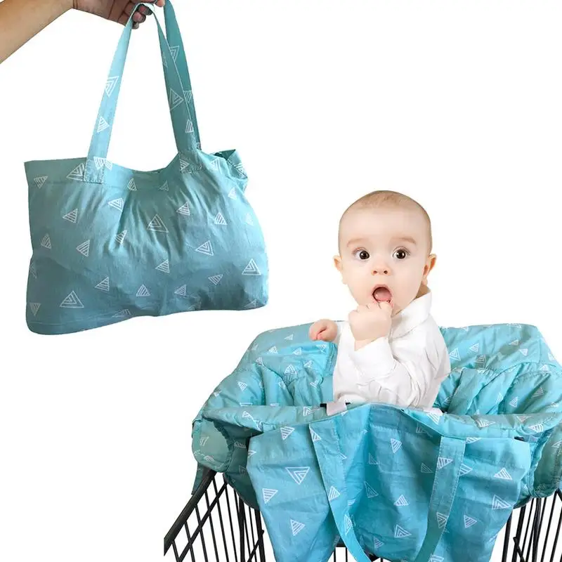 Переносная детская подушка для сиденья в супермаркете, детская подушка для кресла с геометрическим принтом, защитный коврик для автомобиля, безопасная теплая хлопковая подушка - Цвет: Blue