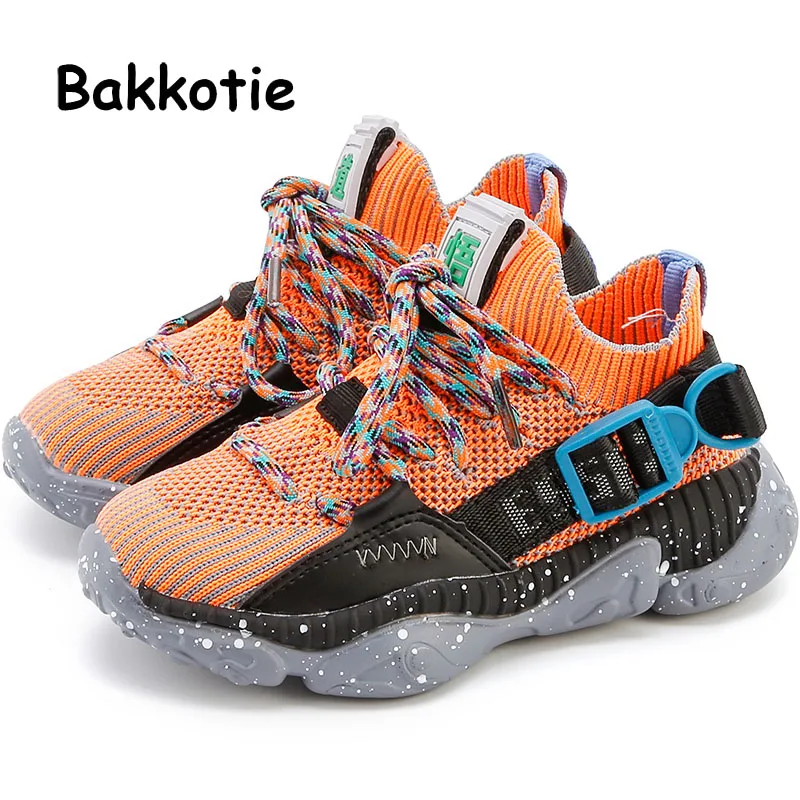 Bakkotie/новая детская спортивная обувь сезон осень дышащая черная повседневная для