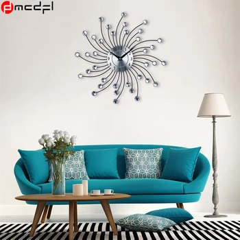 

Home Decoration Art 3D Wall Clock Crystal Rhinestone Reloj Mural Modern Horloge Murale Decorative Duvar Saati