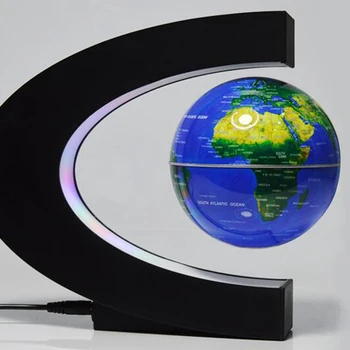 

C Shape Magnetic Levitation Montessori Geography Globe Floating World Map Tellurion LED Light Terrestre Children Learning Toys