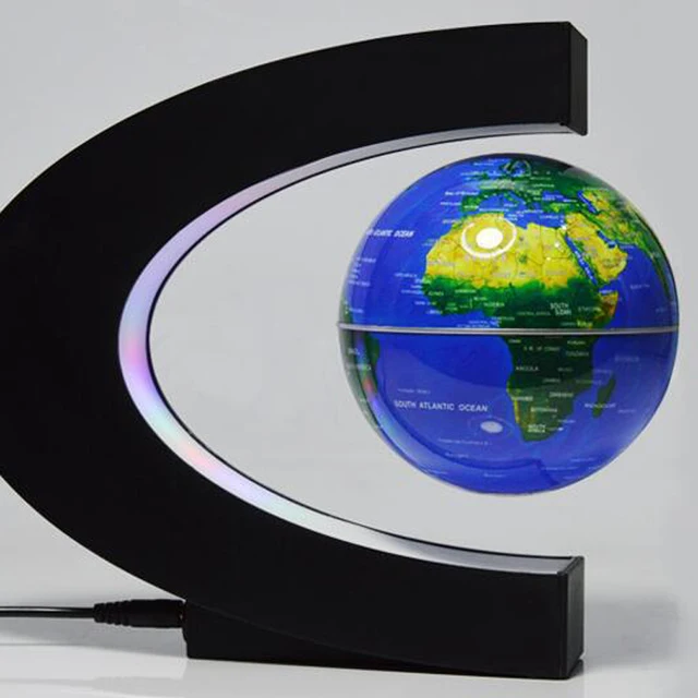  US $20.98  C Shape Magnetic Levitation Montessori Geography Globe Floating World Map Tellurion LED Light Terre