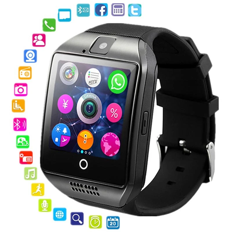 

Smart watch clock Q18 SmartWatch Support Sim TF Card Phone Call Push Message Camera Bluetooth Connectivity For Android IOS Phone