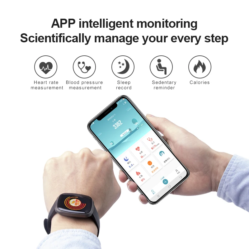 VTIN 1.3-inch IPS Full-Screen Bracelet Waterproof Smart Watch Heart Rate Blood Oxygen Blood Pressure Black/Grey/White