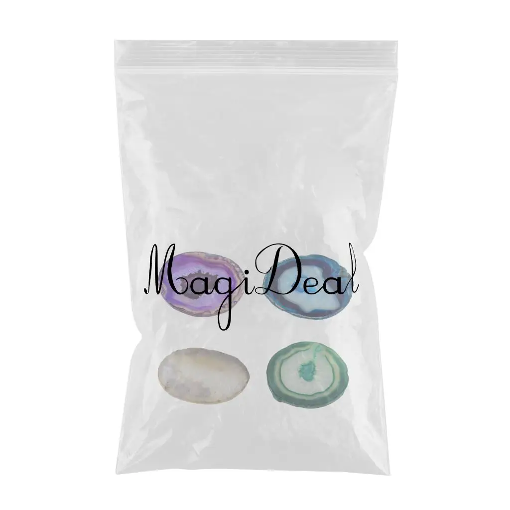 4 pieces Tea House Embellishments Agate Slices Irregular Crystal Quartz Stone For DIY Pendant Charms Mixed Colors 4#