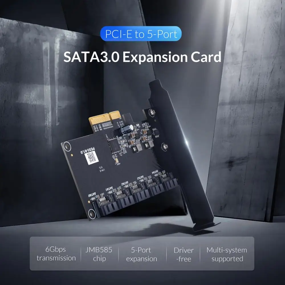 Плата расширения ORICO PCI E на 5 портов SATA3.0 X4 X8 X16 6 Гбит/с|Платы расширения| |