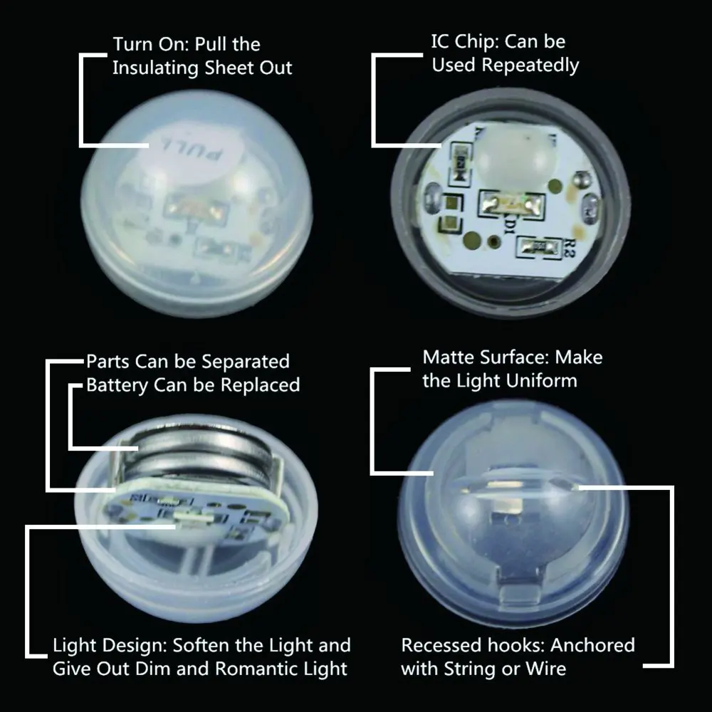 (1200 шт./лот) Батарея Водонепроницаемый Мини светодиодный свет партии Плавающей светодиодные шары firefly эффект мерцания Фея жемчуг для