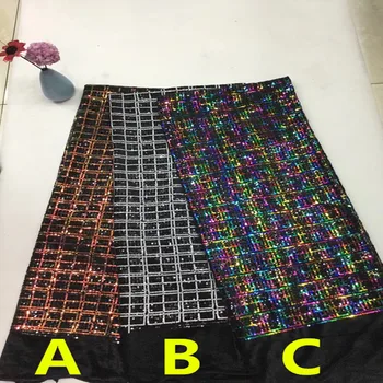 

125-130cm dazzling ripstop sequined fabric, flock base fabric sequin fabric, 3 colors available,XL181114B